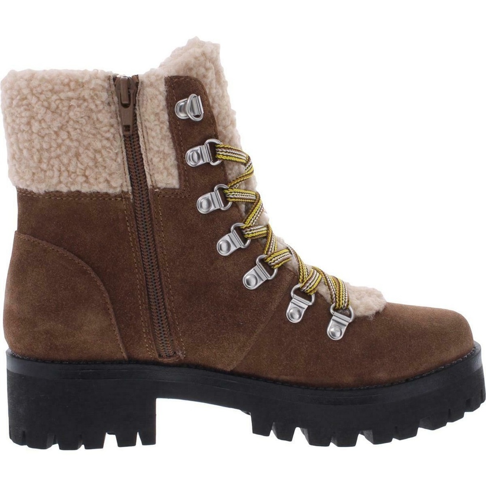 NEW Steve Madden Womens Aniko Ankle Boots Zipper Lace Up Chestnut Suede NIB - Picture 3 of 8